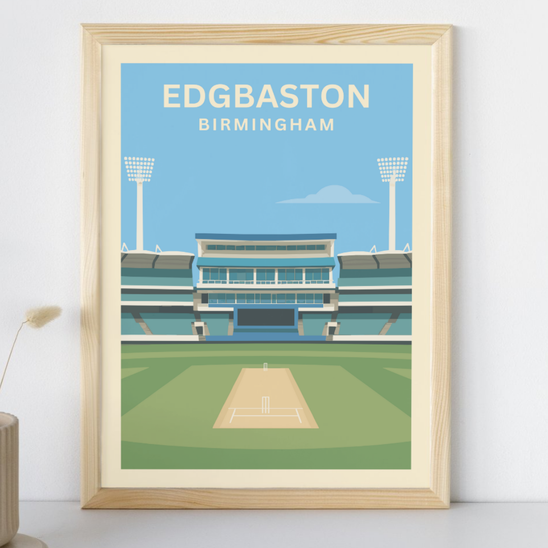 Edgbaston Cricket Ground Poster Wall Print Bordered