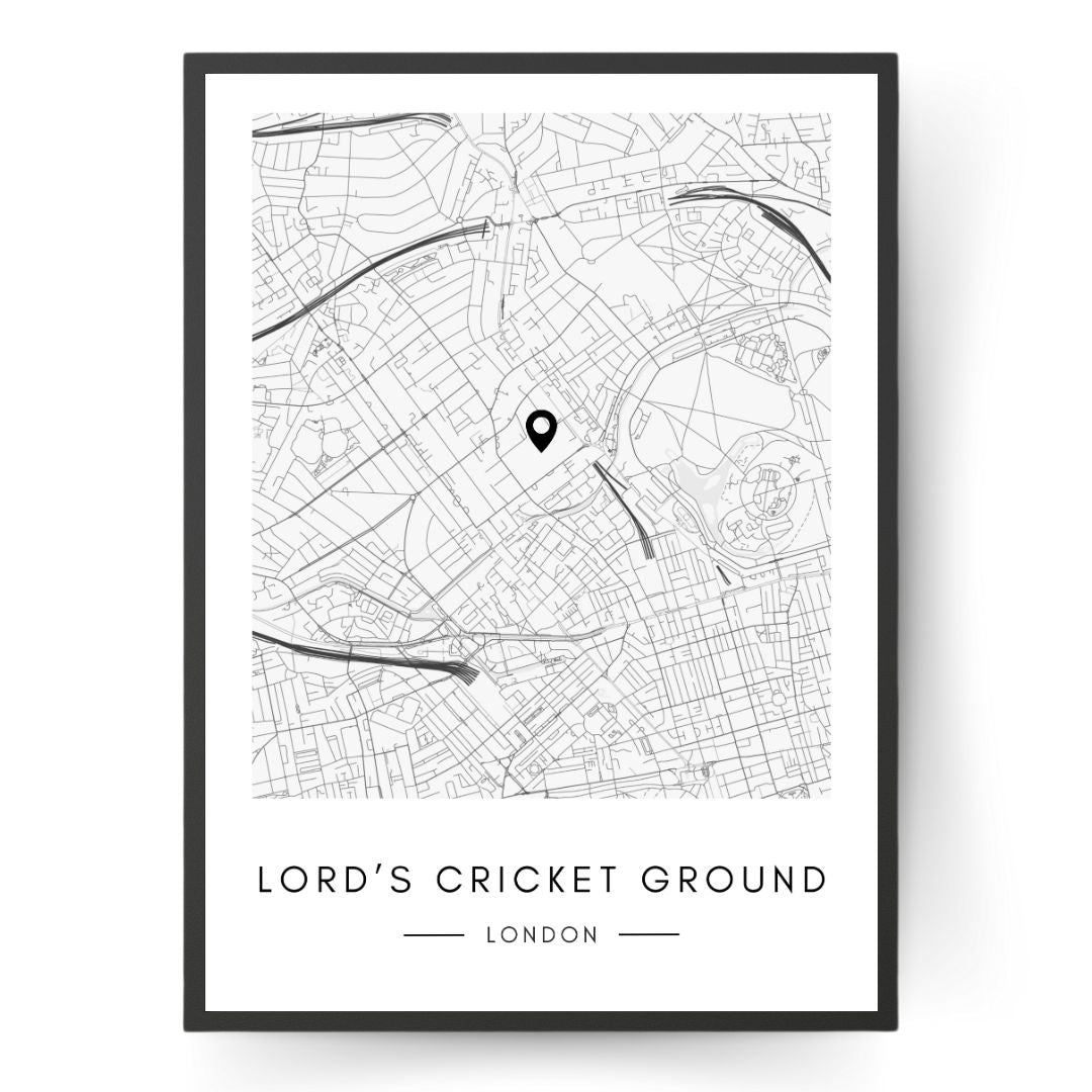 Lord's Cricket Ground Map Wall Print