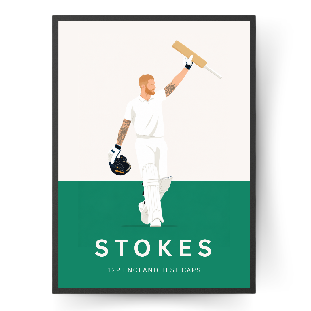 Ben Stokes England Caps Poster – Minimalist England Cricket Wall Art Print