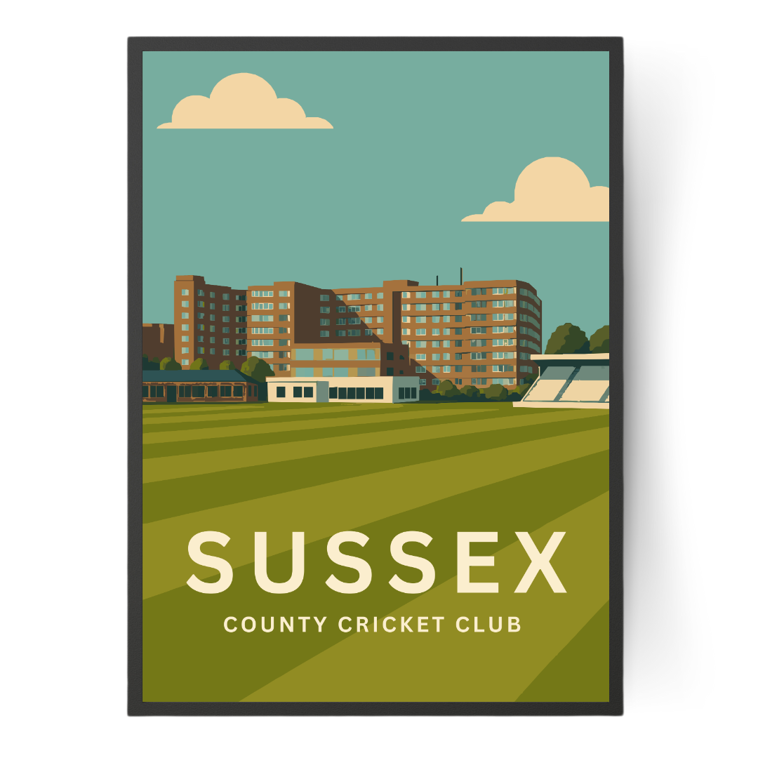 Sussex Cricket Ground Poster Borderless Art Print