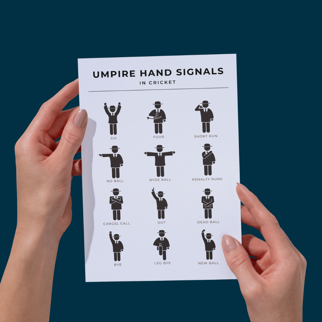 Modern Minimalist Cricket Umpire Signals Monochrome Print