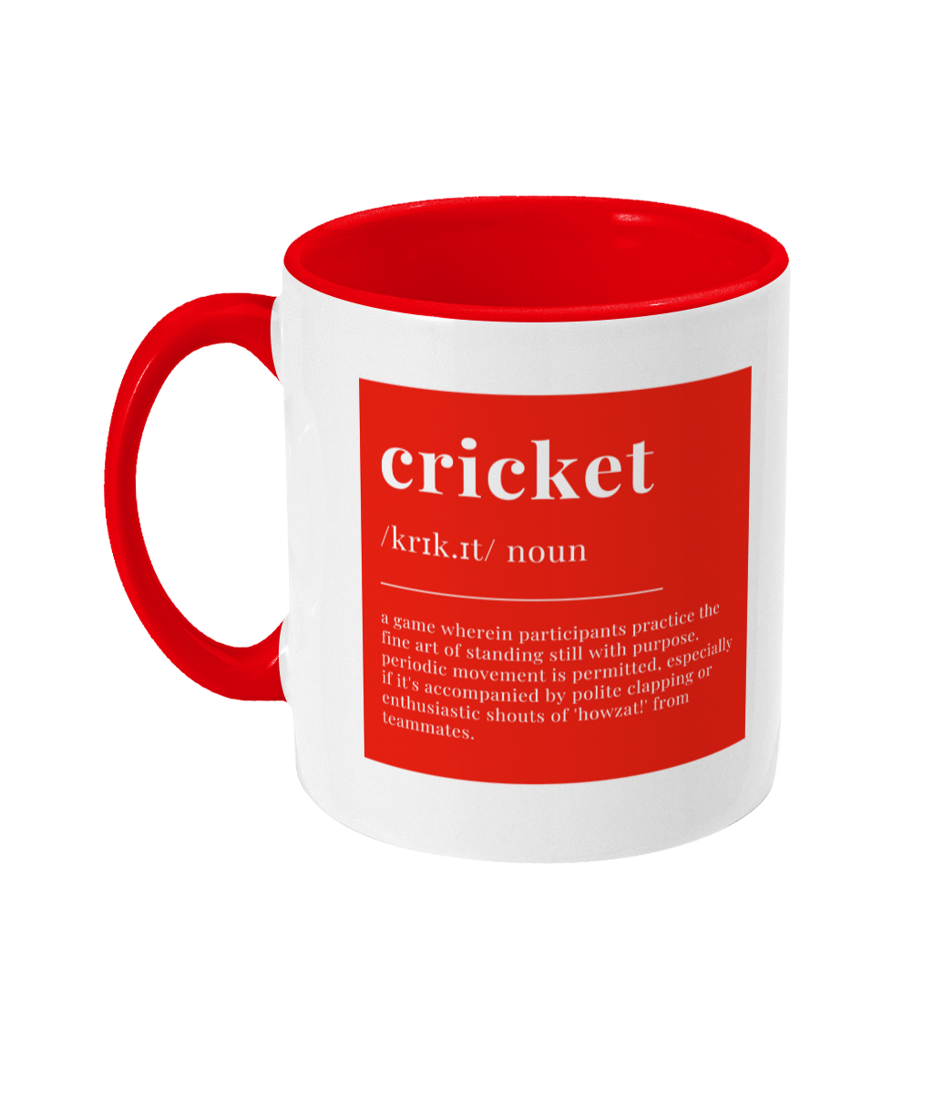 Humorous Cricket Definition Red Mug