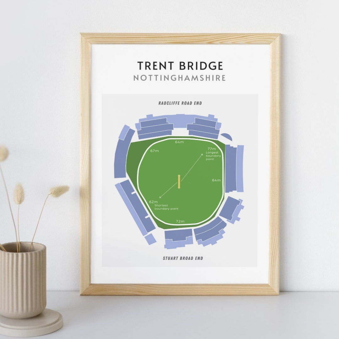 Modern Trent Bridge Cricket Ground Technical Layout Wall Print