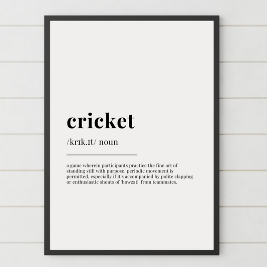 Humorous Cricket Definition Wall Print
