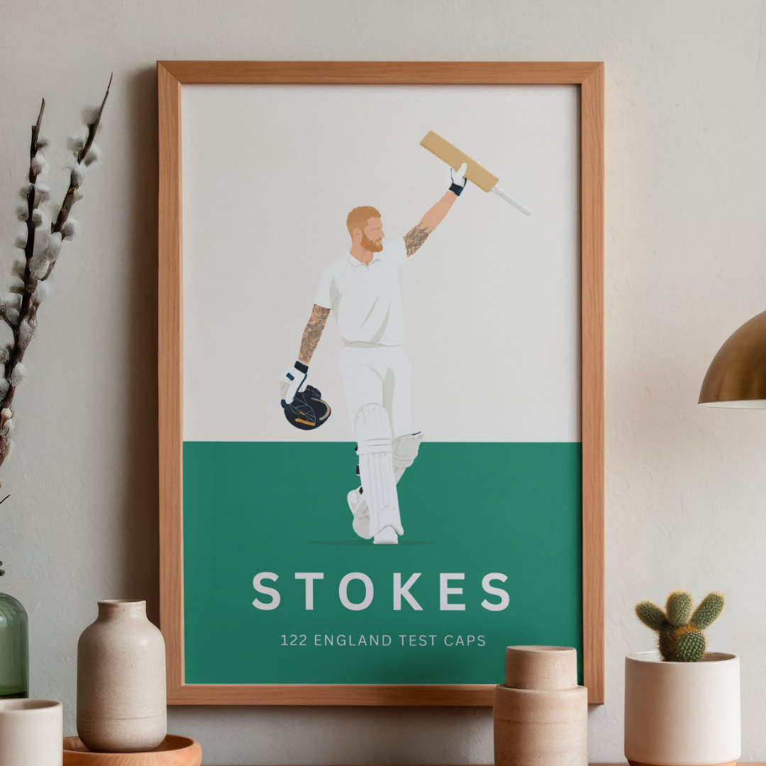 Ben Stokes England Caps Poster – Minimalist England Cricket Wall Art Print