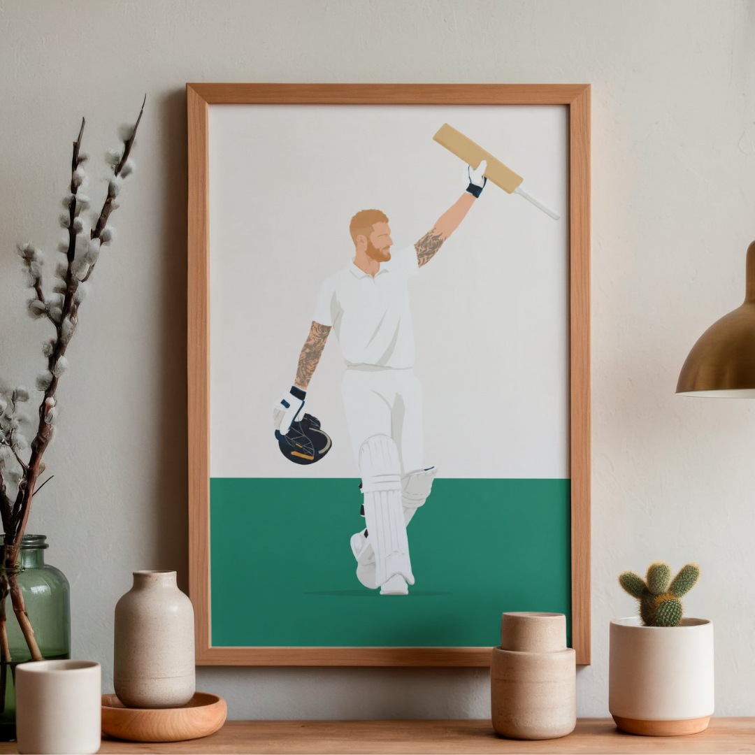 Ben Stokes Cricket Poster – Minimalist Cricket Wall Art Print