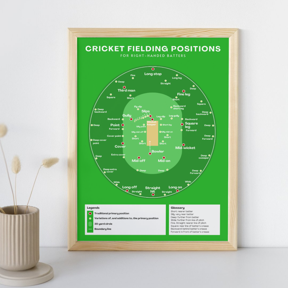 Cricket Fielding Positions Poster With Green Background – Top Order ...