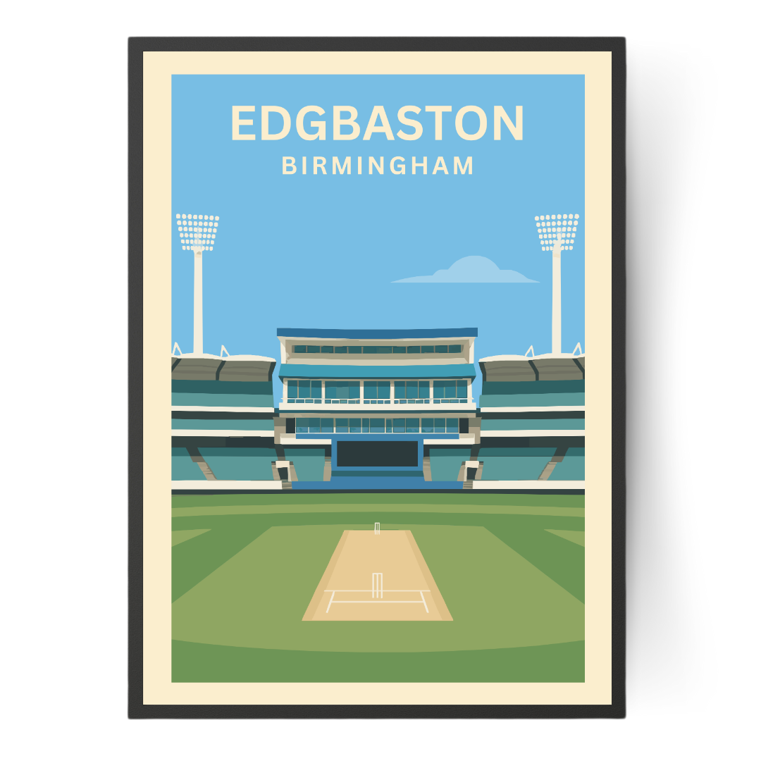Edgbaston Cricket Ground Poster Wall Print Bordered