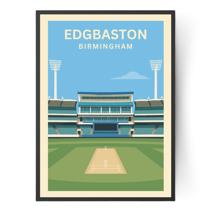 Edgbaston Cricket Ground Poster Wall Print Bordered