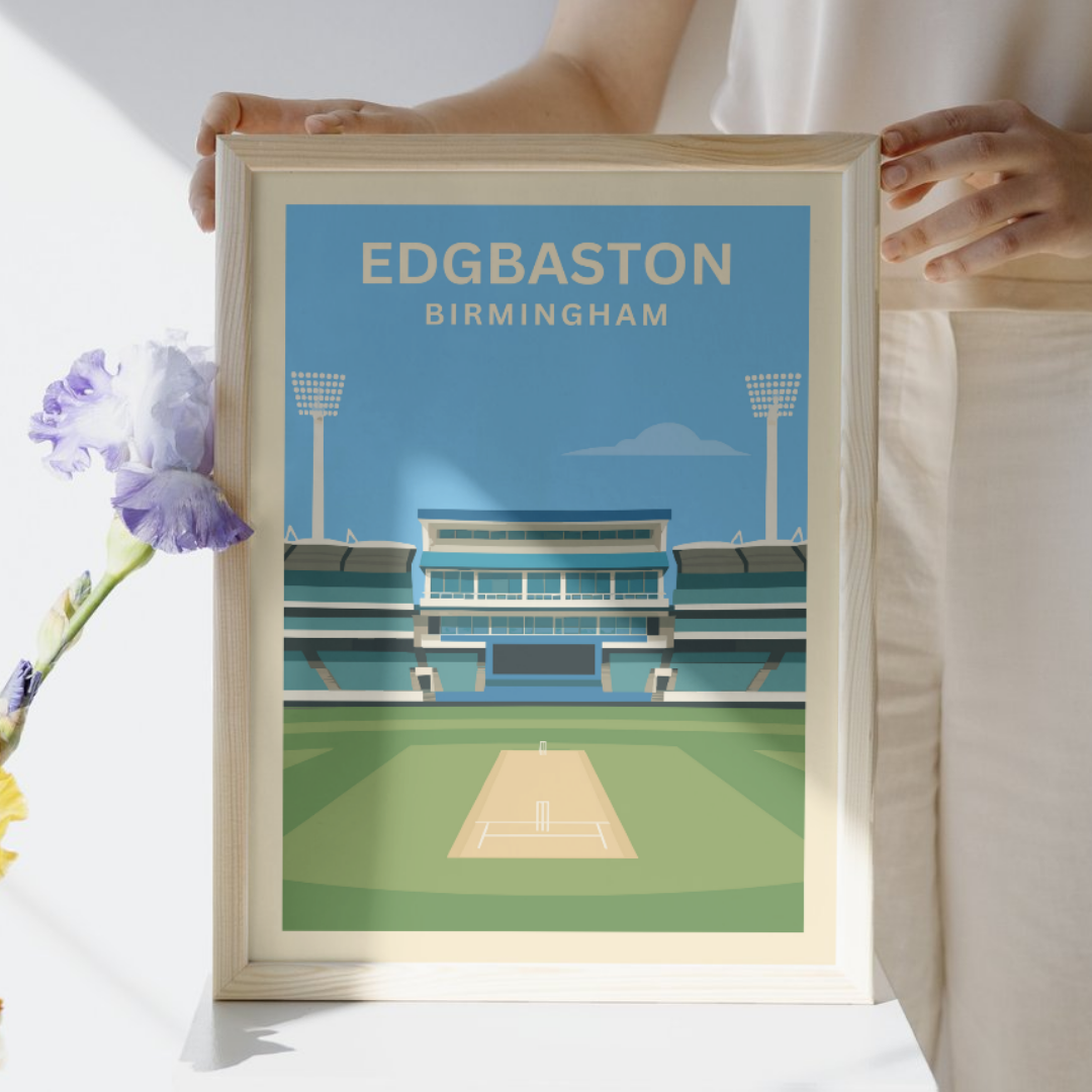 Edgbaston Cricket Ground Poster Wall Print Bordered