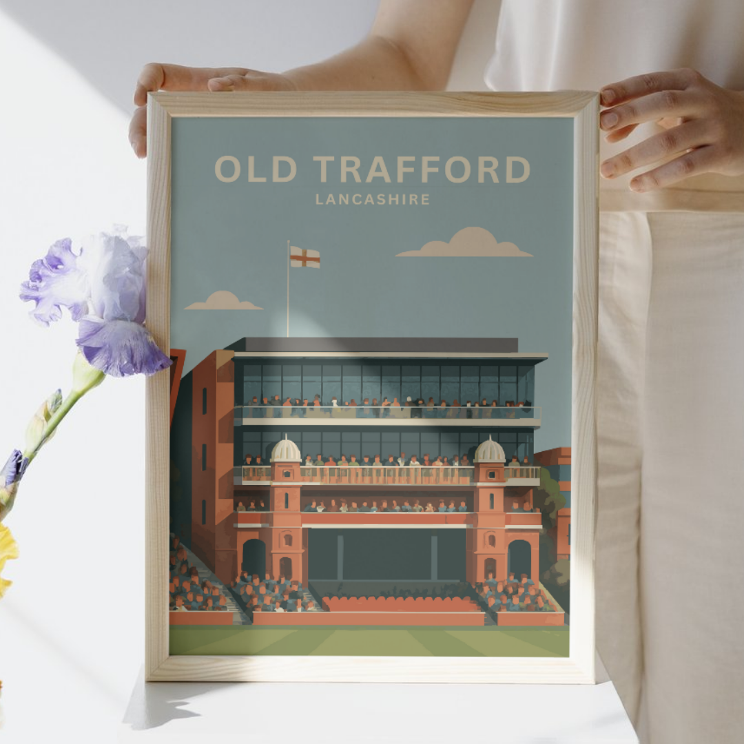 Old Trafford Cricket Stadium Poster Borderless Art Print