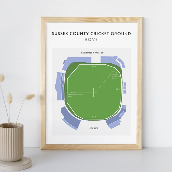 Modern Sussex County Cricket Ground Technical Layout Wall Print – Top ...