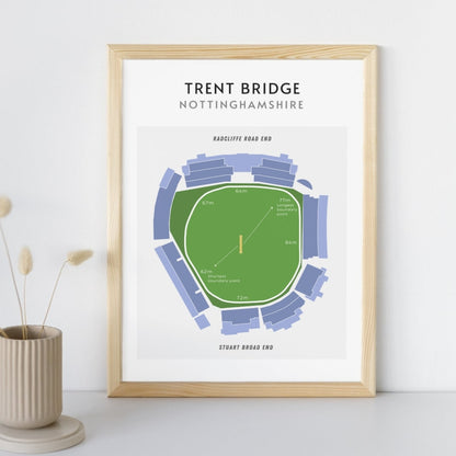Modern Trent Bridge Cricket Ground Technical Layout Wall Print