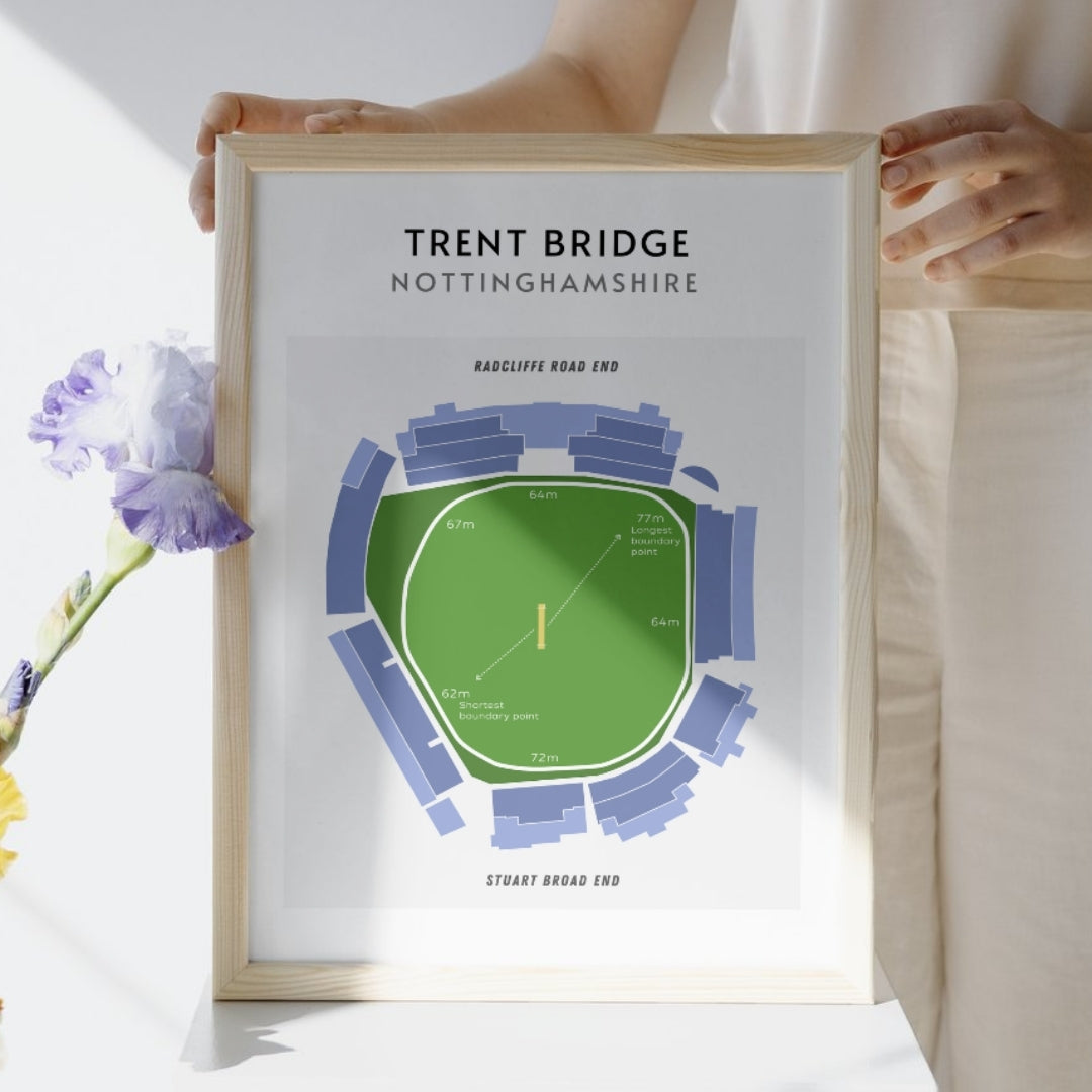 Modern Trent Bridge Cricket Ground Technical Layout Wall Print